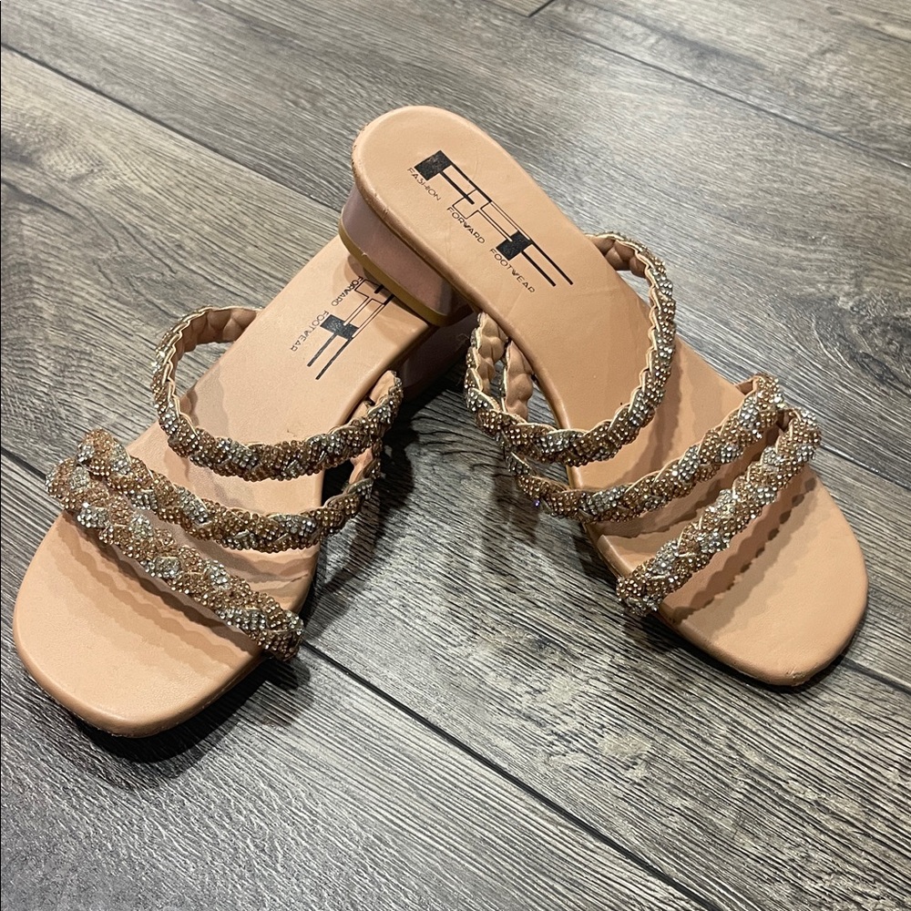 Tan Beaded Sandals